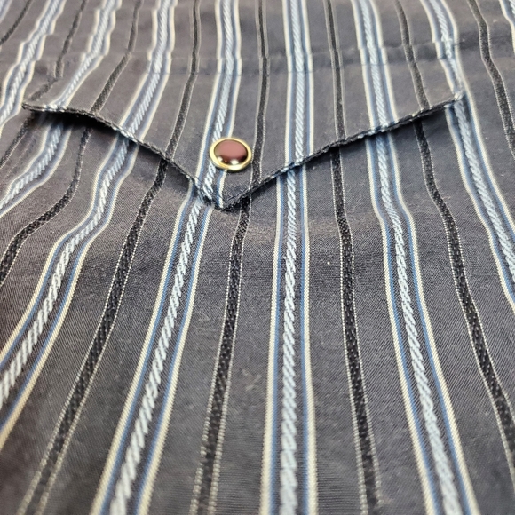 Panhandle Slim Blue Striped Western Purple Pearl Snap Button Down Shirt L Mens - Picture 11 of 15